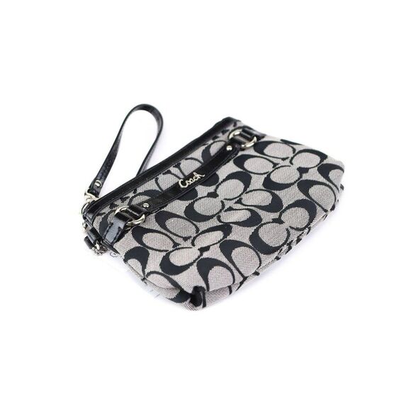 NWT Coach Gallery Signature Wristlet Cosmetic Organizer Black White - Picture 7 of 9